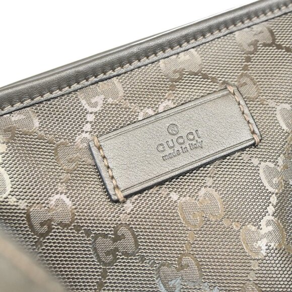 GUCCI Logo Imprime GG Pattern Shoulder Tote Bag PVC Leather Khaki Italy - Picture 13 of 16